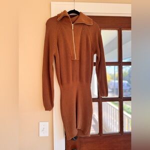 NWT $268 SER.O.YA Carly Brown Sweater Dress Size Small Cognac